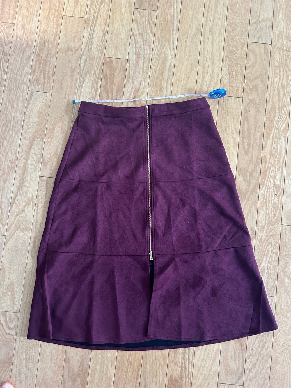 Classic A-Line Skirt with Center Zip in Suede